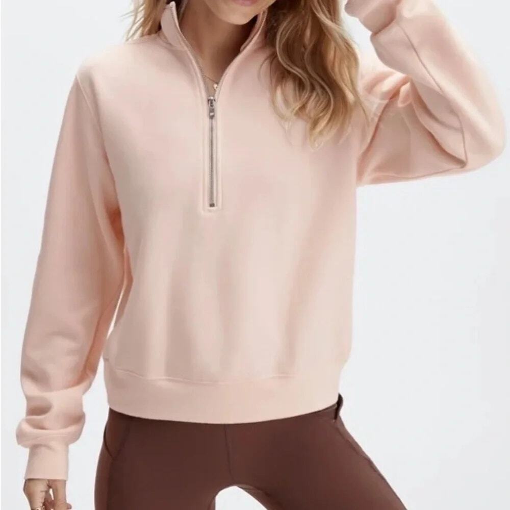 Fabletics Baby Pink 1/2 Half Zip Pullover Go-To Sweatshirt Women's Size Small